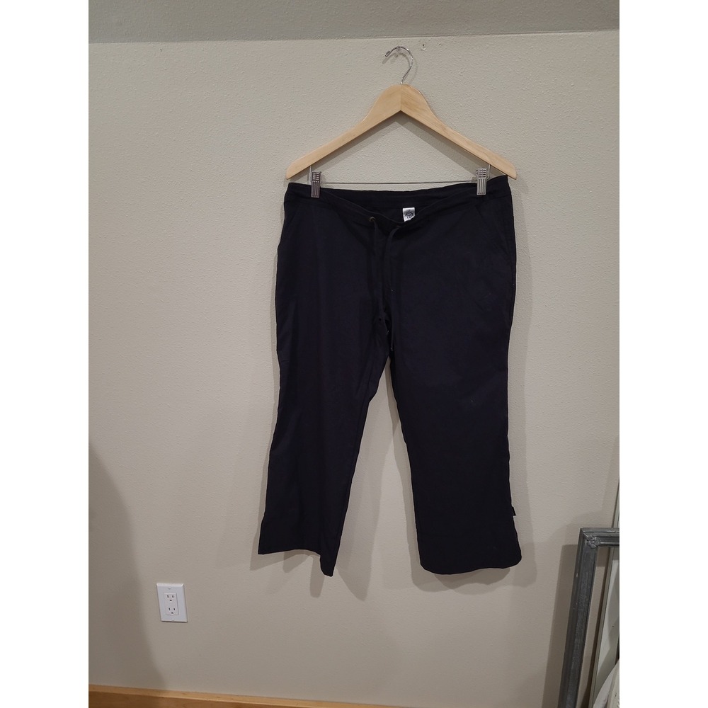 PraNa Women's SZ M Black pull on drawstring cropped hiking camping comfort pants